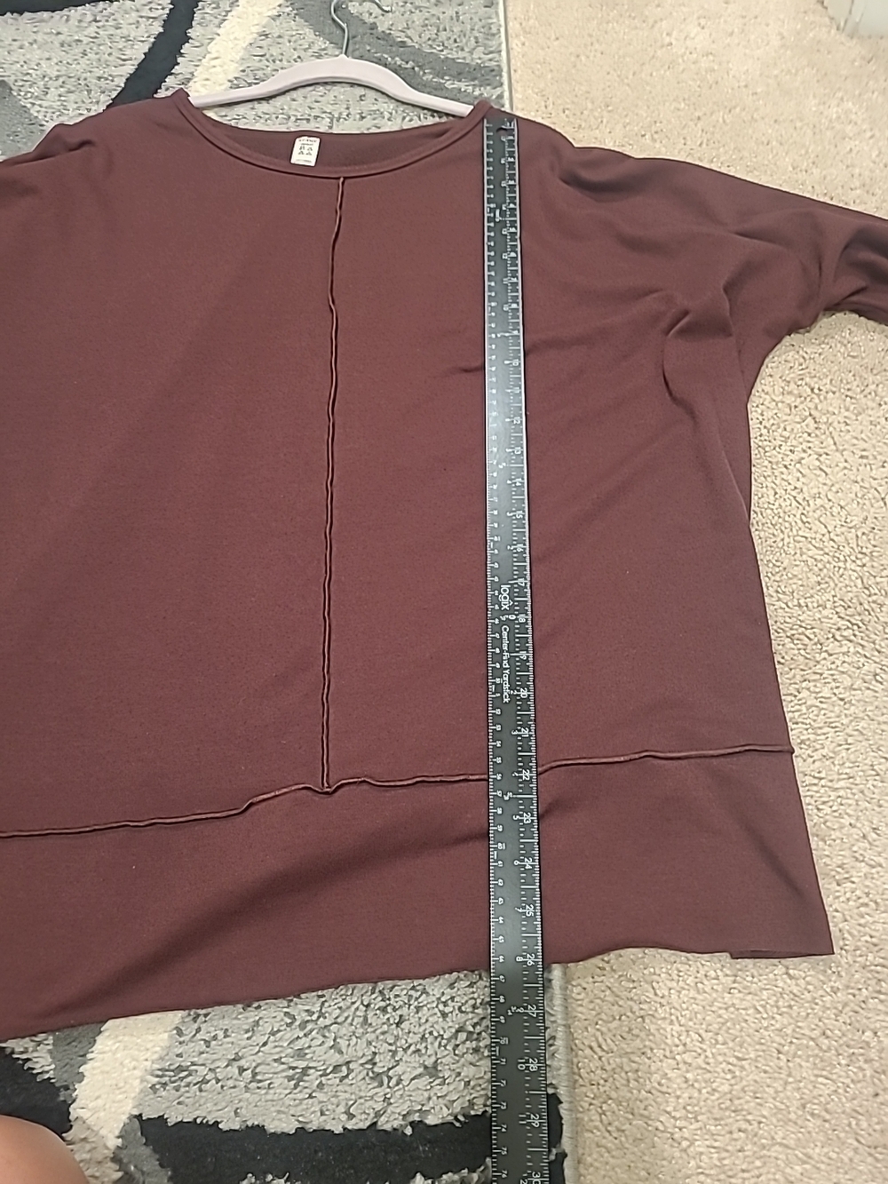 Spanx Perfect Length Dolman Sleeve Top Womens Size 1X Wine - Picture 13 of 13